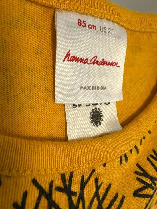 Hanna Andersson Mustard Yellow Lion Print Short Sleeve Dress - Picture 3 of 4